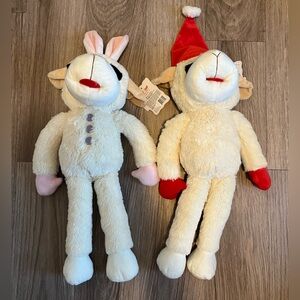 Lot of 2 Holiday Lambchop Plush Dog Toys NWT Christmas Easter